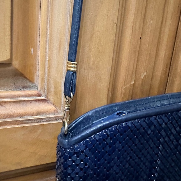 Vintage Whiting & Davis Navy Soft Mesh Evening Shoulder Bag Crossbody - Picture 7 of 7